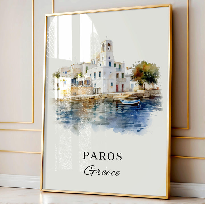 Paros Greece wall art - Greece, Paros poster, Paros Wedding gift, Parikia Greece Birthday present, Custom Text, Personalised Gift