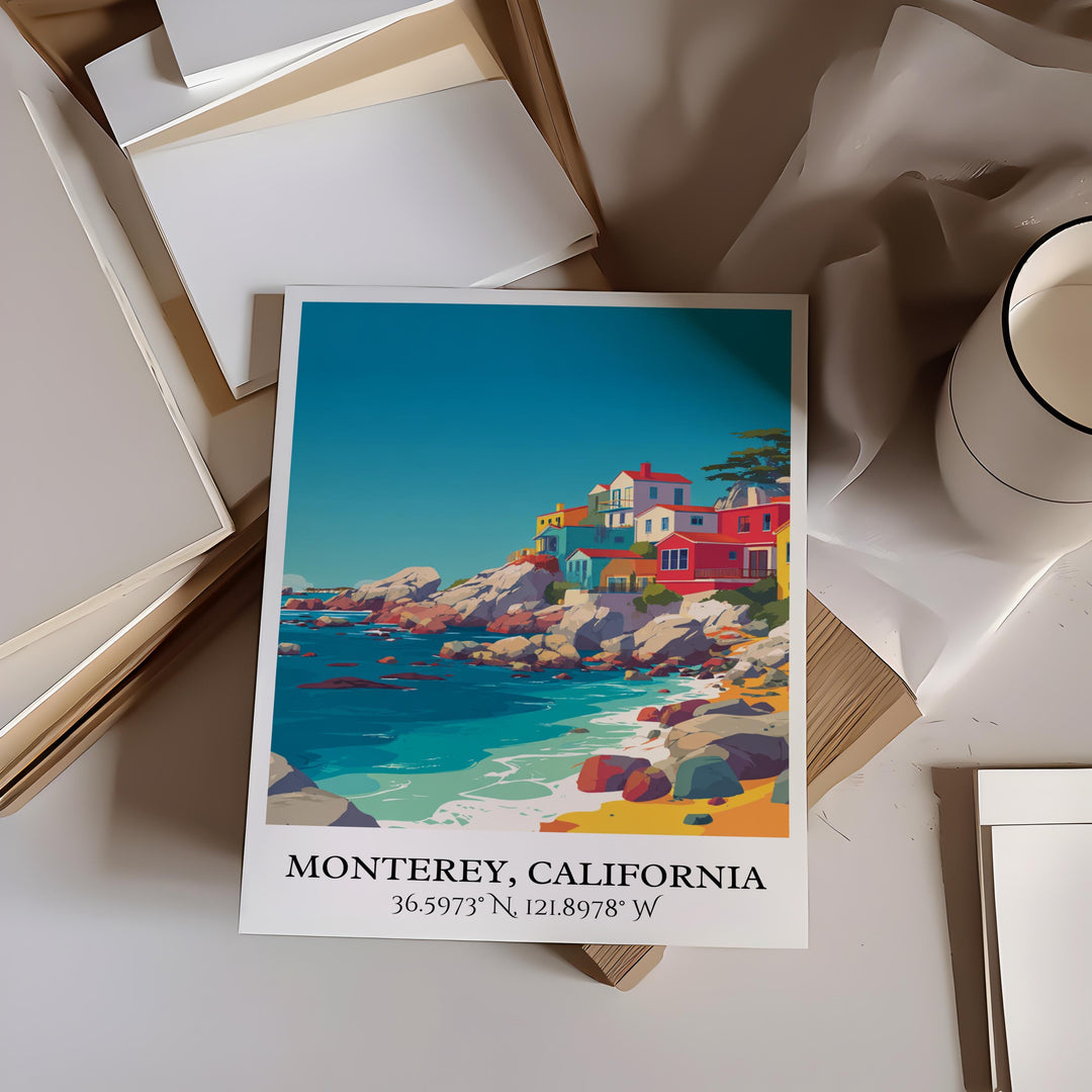 Monterey California Art, Monterey CA Retro Travel Art, California Decor, Monterey CA Gift, Travel Art, Travel Prints, Housewarming Gift