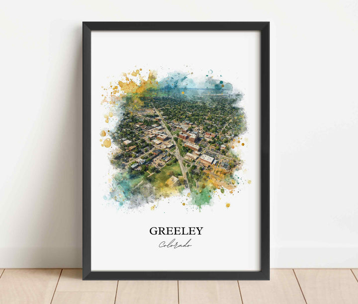 Greeley, Colorado Wall Art, Greeley Print, Greeley Watercolor Art, Weld County Gift, Travel Print, Travel Poster, Housewarming Gift