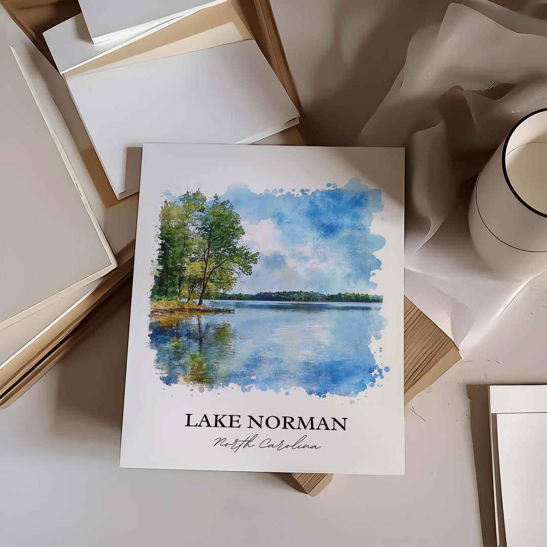 Lake Norman, NC, USA – Watercolor Art Print