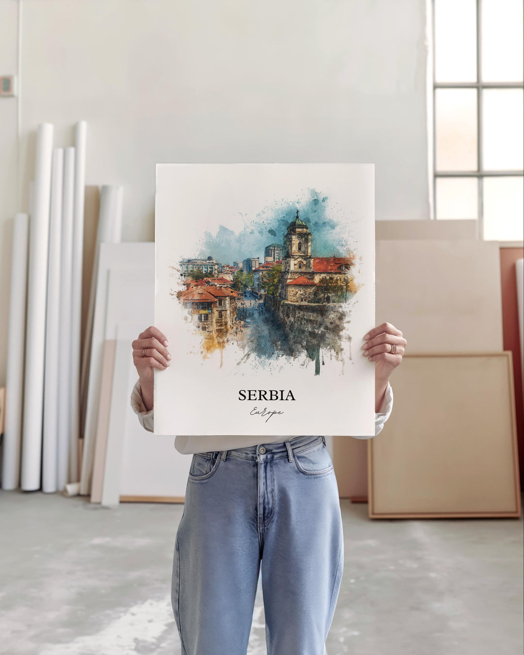 Serbia Wall Art, Serbia Print, Serbia Watercolor Art, Serbian Gift, Travel Print, Travel Poster, Housewarming Gift