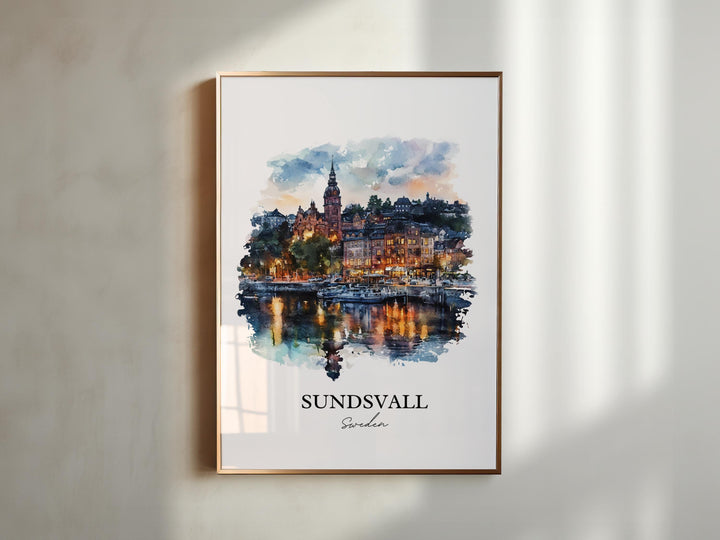 Sundsvall Travel Print Wall Art Sundsvall Wall Hanging Home Décor Sundsvall Gift Art Lovers Sweden Art Lover Gift Sundsvall Poster