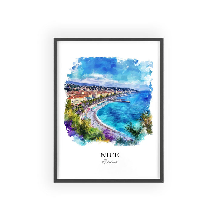 Nice France Wall Art, French Riviera Print, France Watercolor Art, Nice France Gift, Travel Print, Travel Poster, Housewarming Gift