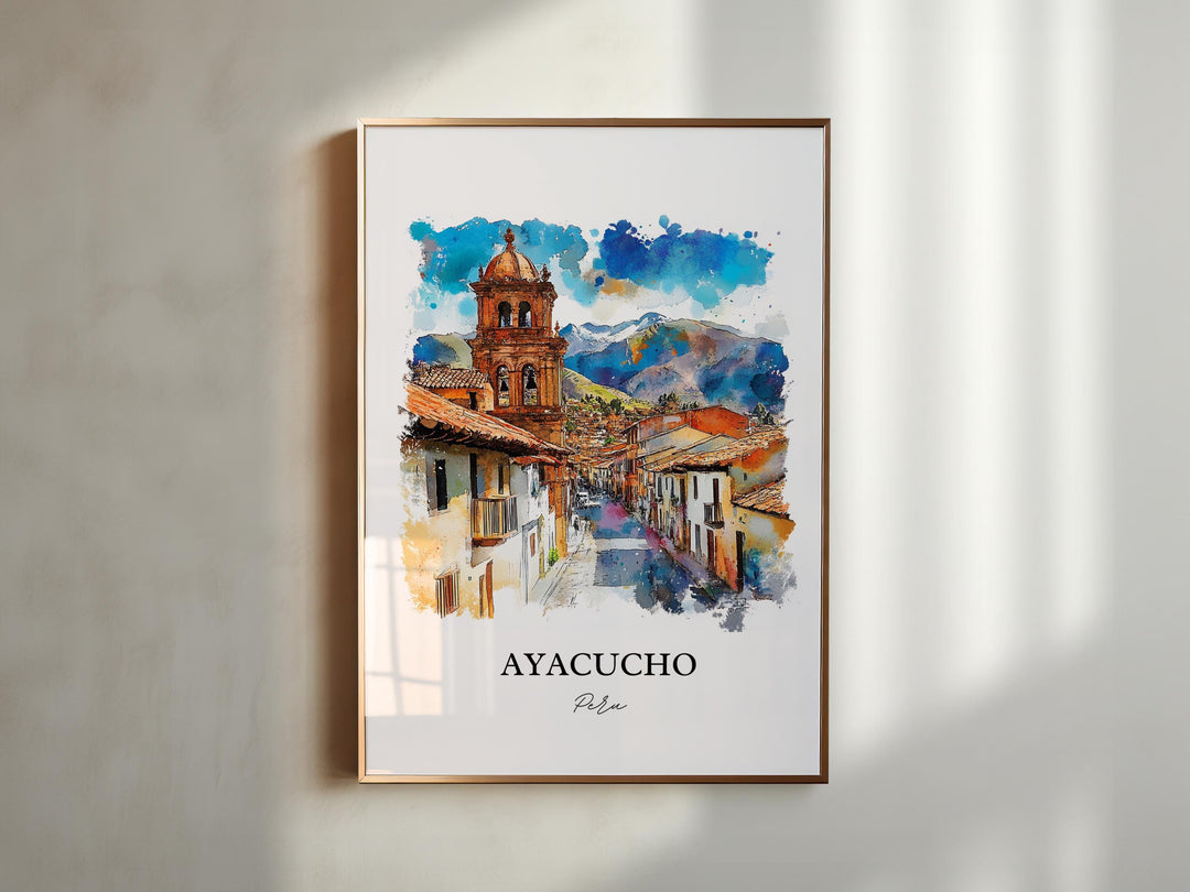 Ayacucho Wall Art, Ayacucho Print, Peru Watercolor Art, Ayacucho Peru Gift, Travel Print, Travel Poster, Housewarming Gift