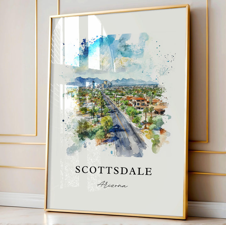 Scottsdale AZ Wall Art, Scottsdale Print, Scottsdale Watercolor Art, Scottsdale Arizona Gift,