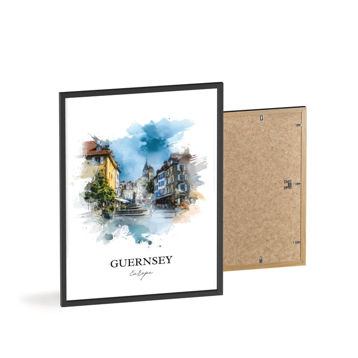 Guernsey Wall Art, Guernsey Print, Channel Islands Watercolor Art, Guernsey Gift, Travel Print, Travel Poster, Housewarming Gift