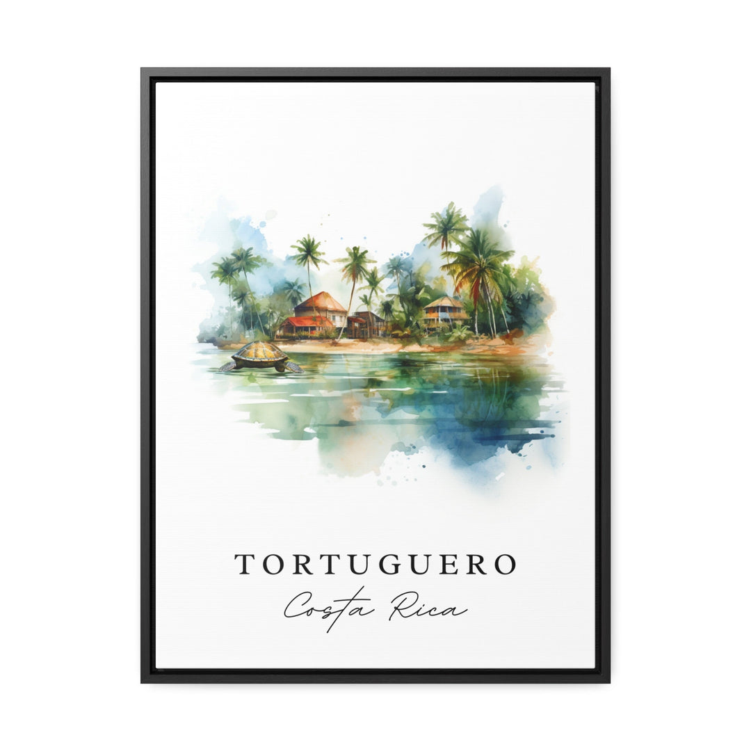 Tortuguero traditional travel art - Costa Rica, Tortuguero poster, Wedding gift, Birthday present, Custom Text, Personalized Gift