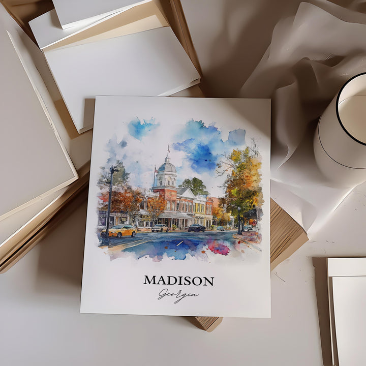 Madison, Georgia, USA – Watercolor Art Print
