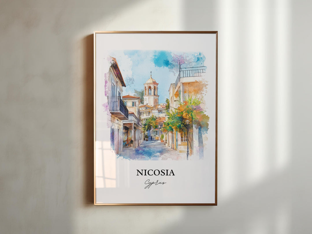 Nicosia Wall Art, Nicosia Cyprus Print, Cyprus Watercolor Art, Nicosia Cyprus Gift, Travel Print, Travel Poster, Housewarming Gift