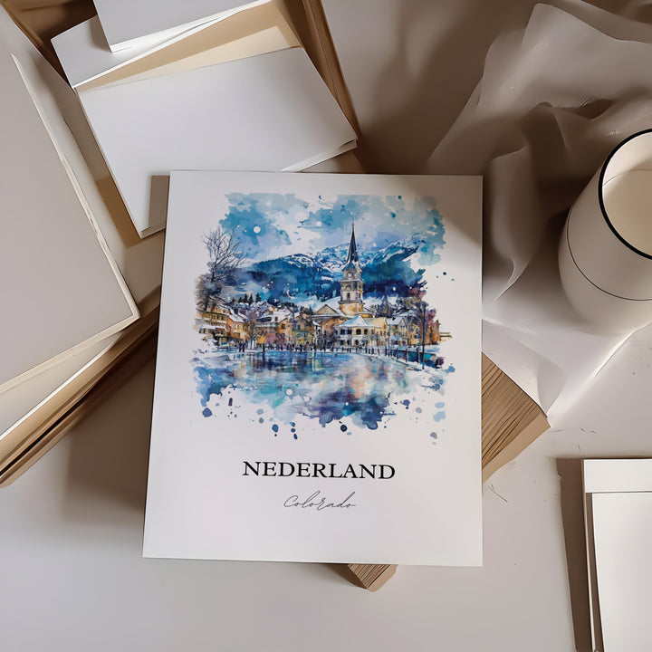 Nederland CO Wall Art, Boulder County Print, Nederland CO Watercolor Art, Barker Meadow Gift, Travel Print, Travel Poster, Housewarming Gift