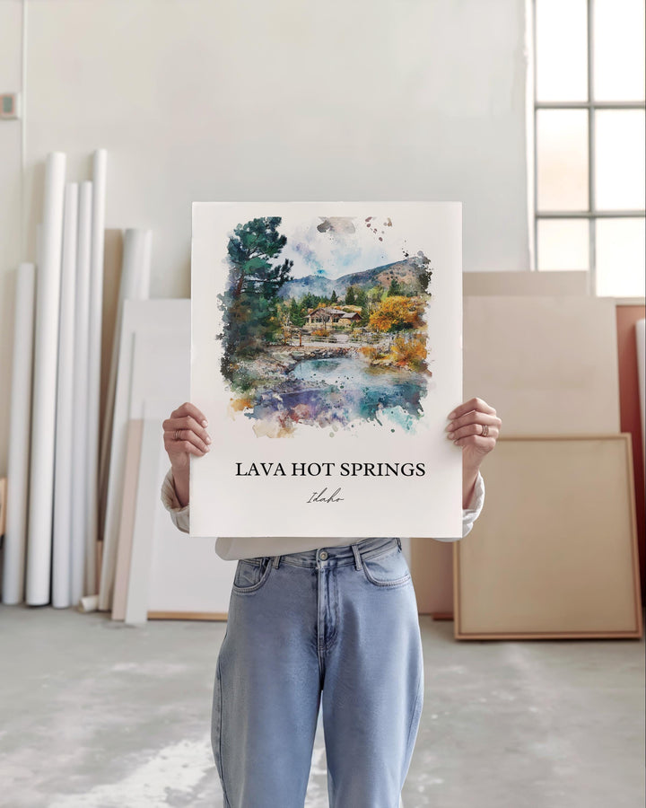 Lava Hot Springs Wall Art, Pocatello Print, Bannock County Watercolor, Lava Hot Springs Gift, Travel Print, Travel Poster, Housewarming Gift