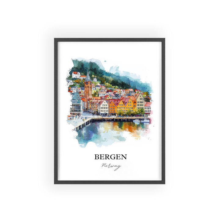 Bergen, Norway – Watercolor Art Print