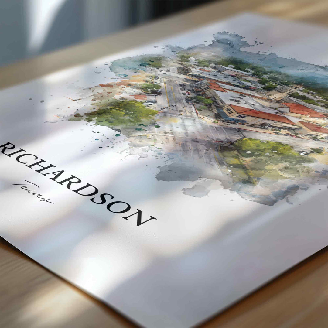 Richardson, Texas – Watercolor Art Print