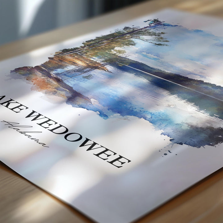 Lake Wedowee Wall Art, Randolph County AL Print, Alabama Watercolor Art, Lake Wedowee Gift, Travel Print, Travel Poster, Housewarming Gift