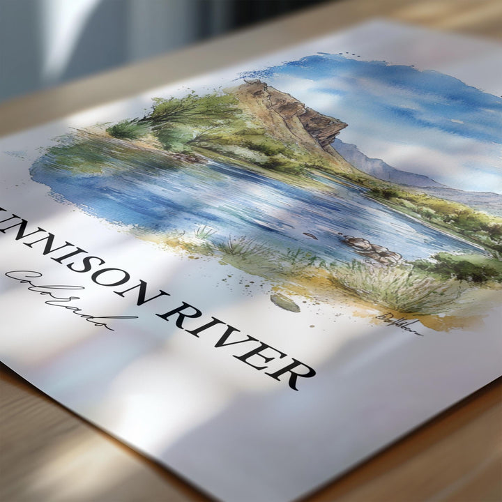 Gunnison River Wall Art, Gunnison Print, Colorado Watercolor Art, Gunnison River Gift, Travel Print, Travel Poster, Housewarming Gift