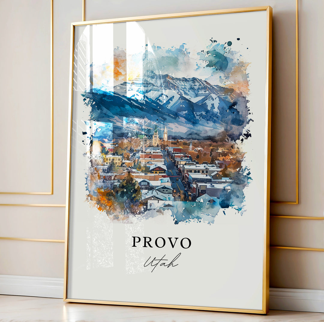 Provo Utah Wall Art, Provo UT Print, Provo Watercolor, Provo Utah Gift,