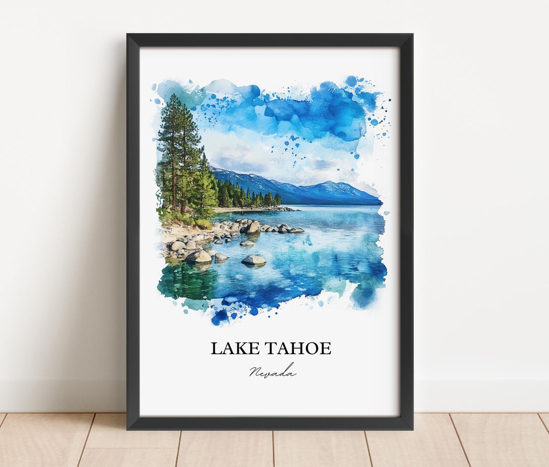 Lake Tahoe NV Wall Art, Sierra Nevada Print, Washoe County Watercolor Art, Lake Tahoe Gift, Travel Print, Travel Poster, Housewarming Gift