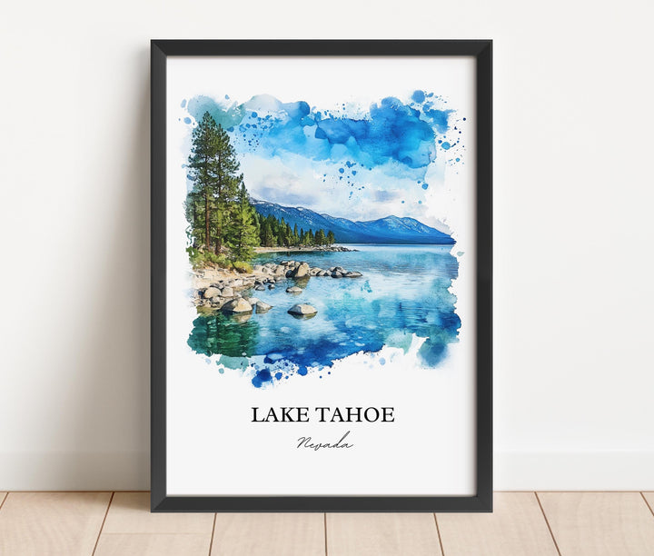 Lake Tahoe NV Wall Art, Sierra Nevada Print, Washoe County Watercolor Art, Lake Tahoe Gift, Travel Print, Travel Poster, Housewarming Gift