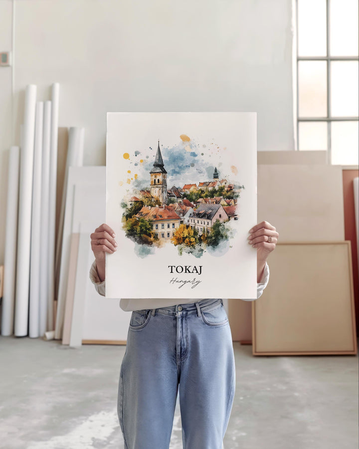 Tokaj Hungary Wall Art, Borsod-Abaúj-Zemplén Print, Hungary Watercolor Art, Tokaj Gift, Travel Print, Travel Poster, Housewarming Gift