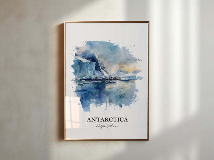 Antarctica Wall Art, Antarctica Print, Antarctica Watercolor Art, Antarctica Gift, Travel Print, Travel Poster, Housewarming Gift
