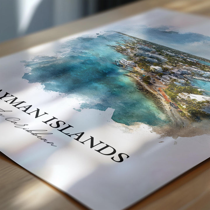 Cayman Islands Wall Art, Caribbean Print, Cayman Islands Watercolor, Cayman Islands Gift, Travel Print, Travel Poster, Housewarming Gift