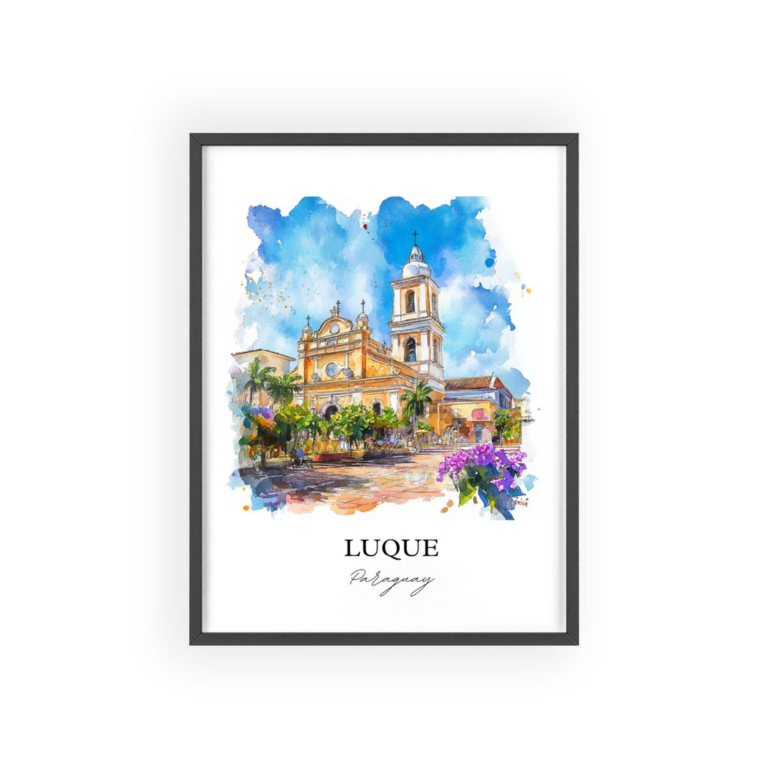 Luque Paraguay Wall Art, Asunción Print, Paraguay Watercolor Art, Luque Paraguay Gift, Travel Print, Travel Poster, Housewarming Gift
