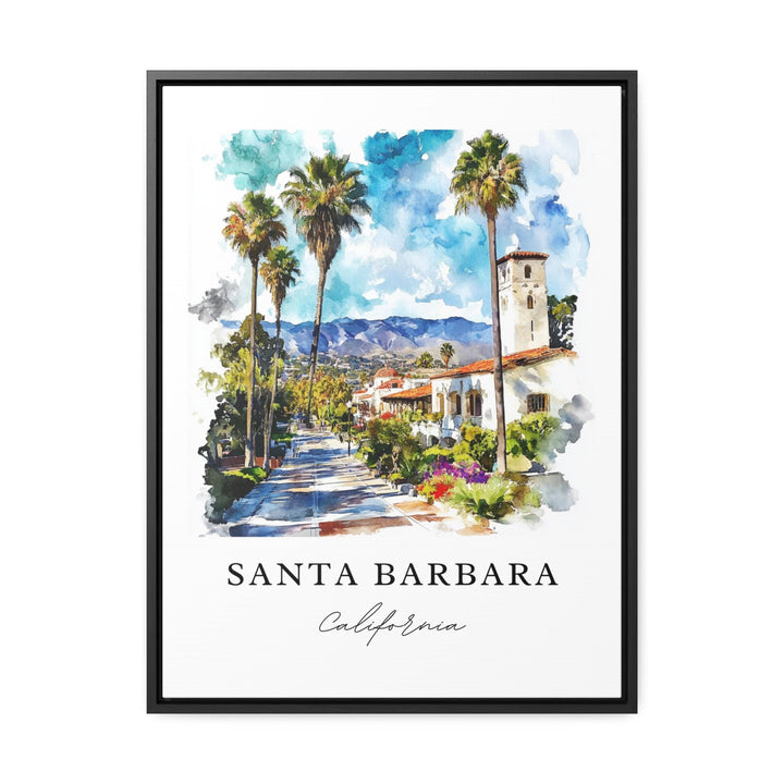 Santa Barbara Wall Art, Santa Barbara Print, Santa Barbara Watercolor Art, SoCal Gift,