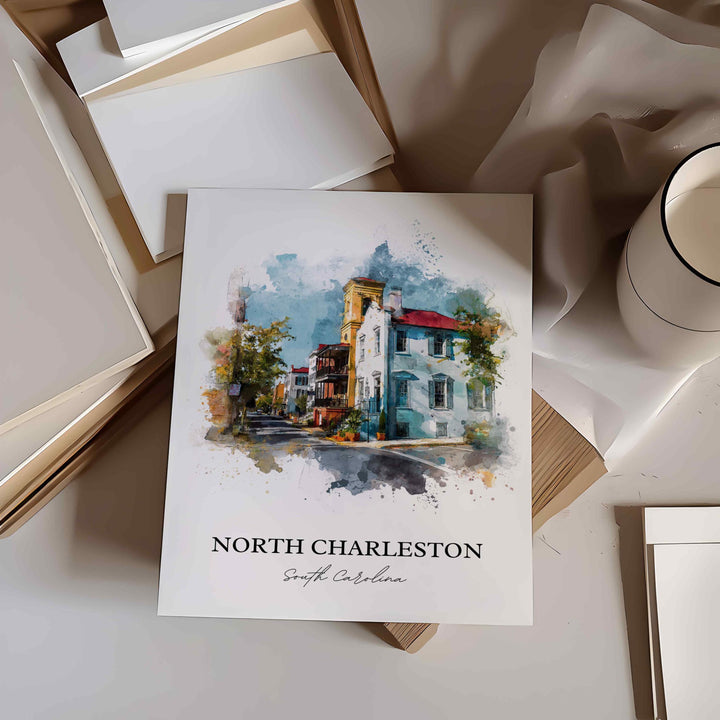 North Charleston, South Carolina – Watercolor Art Print