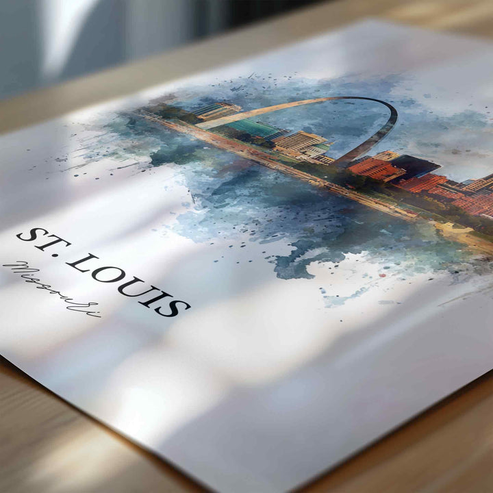 St. Louis Wall Art, St Louis Print, Missouri Watercolor Art, St Louis Missouri Gift, Travel Print, Travel Poster, Housewarming Gift