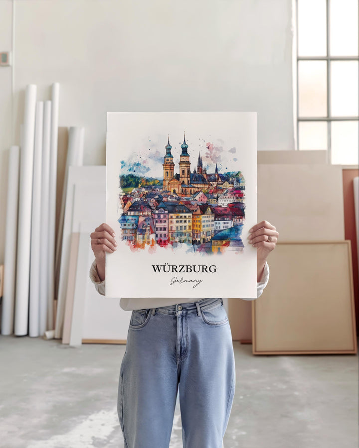 Würzburg  Wall Art, Bavaria Region Print, Germany Watercolor Art, Würzburg Gift, Travel Print, Travel Poster, Housewarming Gift