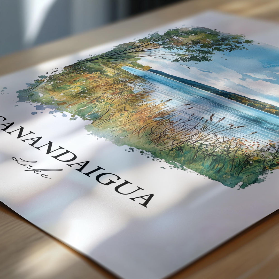 Canandaigua Lake Wall Art, Finger Lakes Print, NY Watercolor Art, Canandaigua Lake Gift, Travel Print, Travel Poster, Housewarming Gift