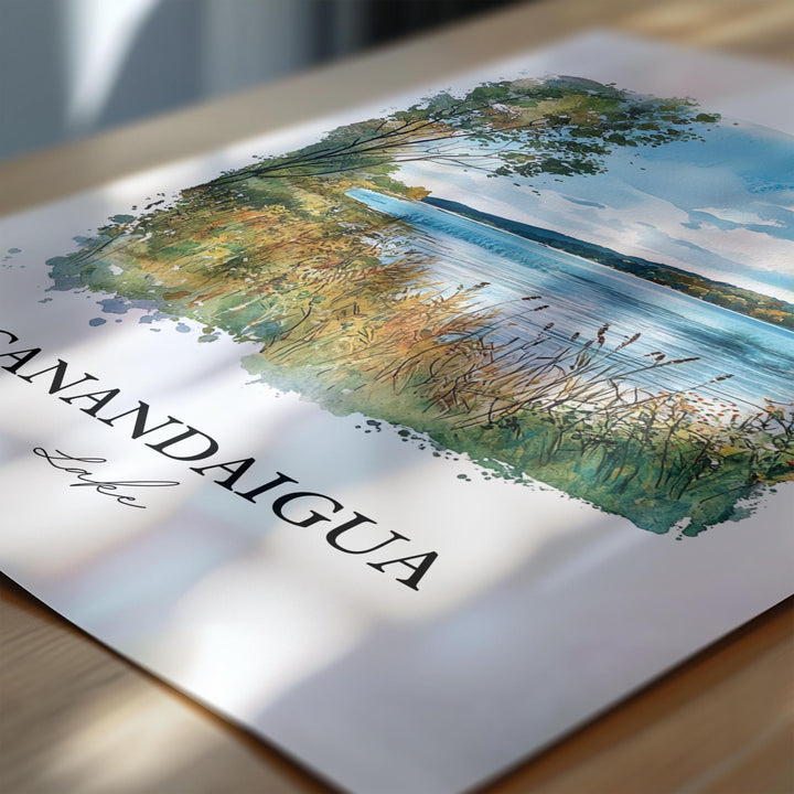 Canandaigua Lake Wall Art, Finger Lakes Print, NY Watercolor Art, Canandaigua Lake Gift, Travel Print, Travel Poster, Housewarming Gift