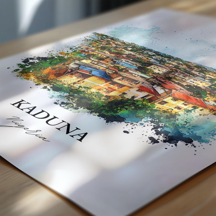 Kaduna Wall Art, Northern Nigeria Print, Nigeria Watercolor Art, Kaduna Nigeria Gift, Travel Print, Travel Poster, Housewarming Gift