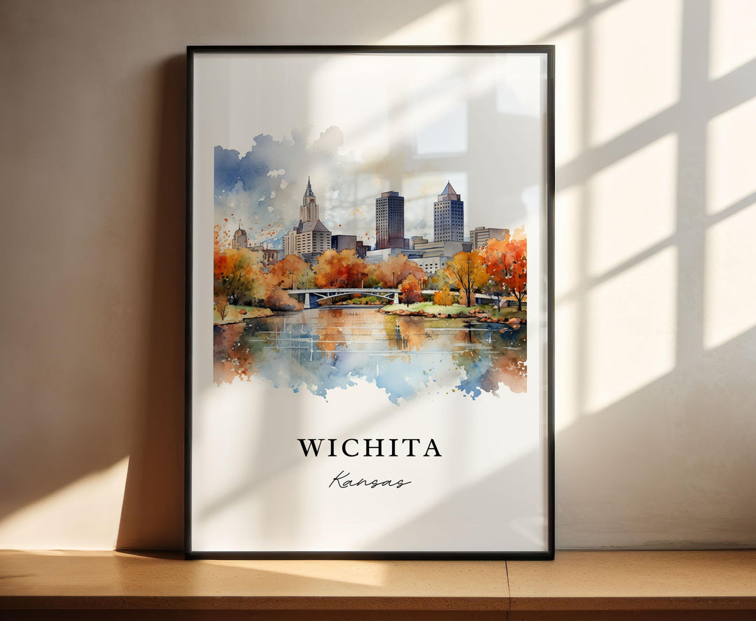 Wichita Kansas wall art - Kansas, Wichita poster, Wichita Wedding gift, Wichita Cityscape Birthday present, Custom Text, Personalized Gift