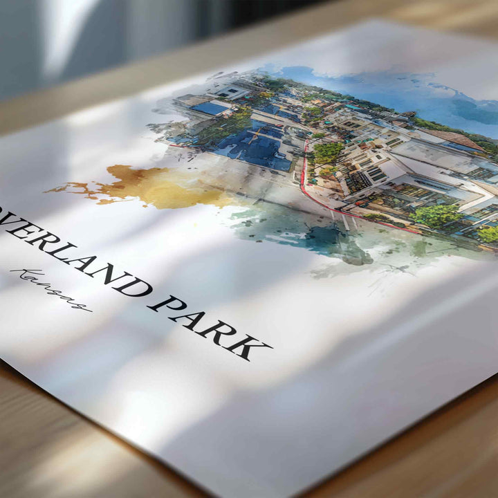 Overland Park, Kansas Wall Art, Kansas Print, Overland Park Watercolor Art, Johnson County Gift, Travel Print, Travel Poster, Housewarming Gift