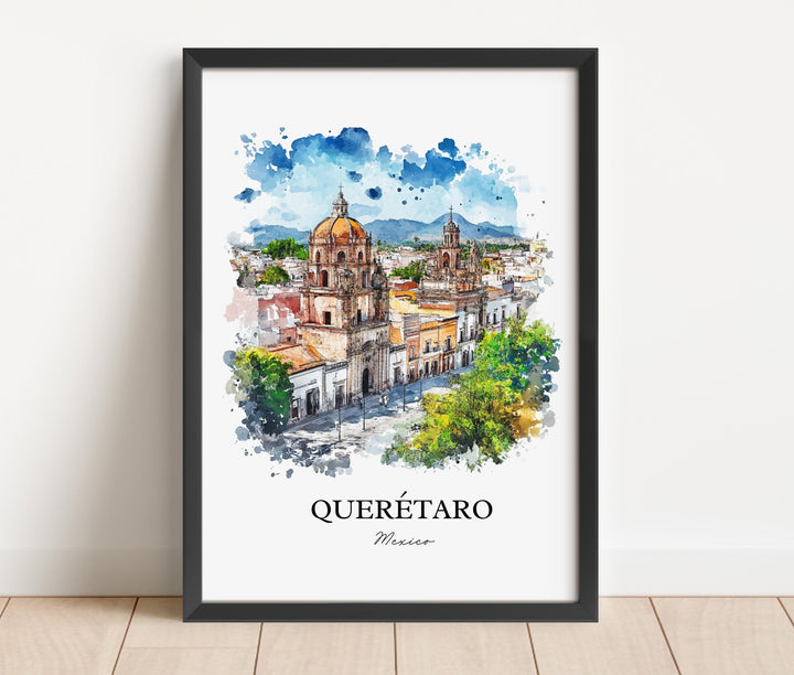 Querétaro Wall Art, Bajío Region Print, Mexico Watercolor Art, Santiago de Querétaro Gift, Travel Print, Travel Poster, Housewarming Gift