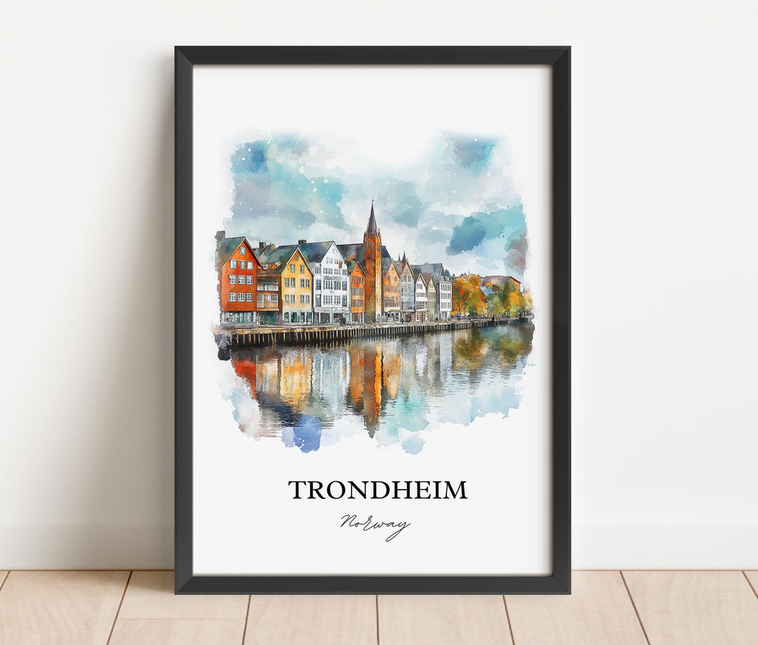 Trondheim, Norway – Watercolor Art Print