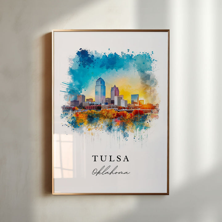 Tulsa Oklahoma wall art - Oklahoma, Tulsa print, Tulsa OK Wedding gift, Tulsa Skyline Birthday present, Tulsa OK Custom Text, Perfect Gift