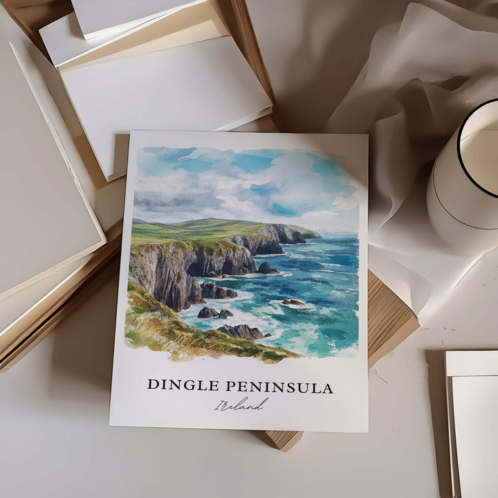 Dingle Peninsula Wall Art, Dingle Ireland Print, Dingle Watercolor Art, Dingle Ireland Gift,