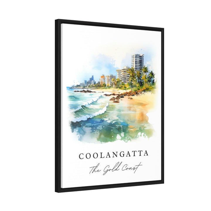 Coolangatta traditional travel art - Gold Coast Aus, Coolangatta poster print, Wedding gift, Birthday present, Custom Text, Perfect Gift