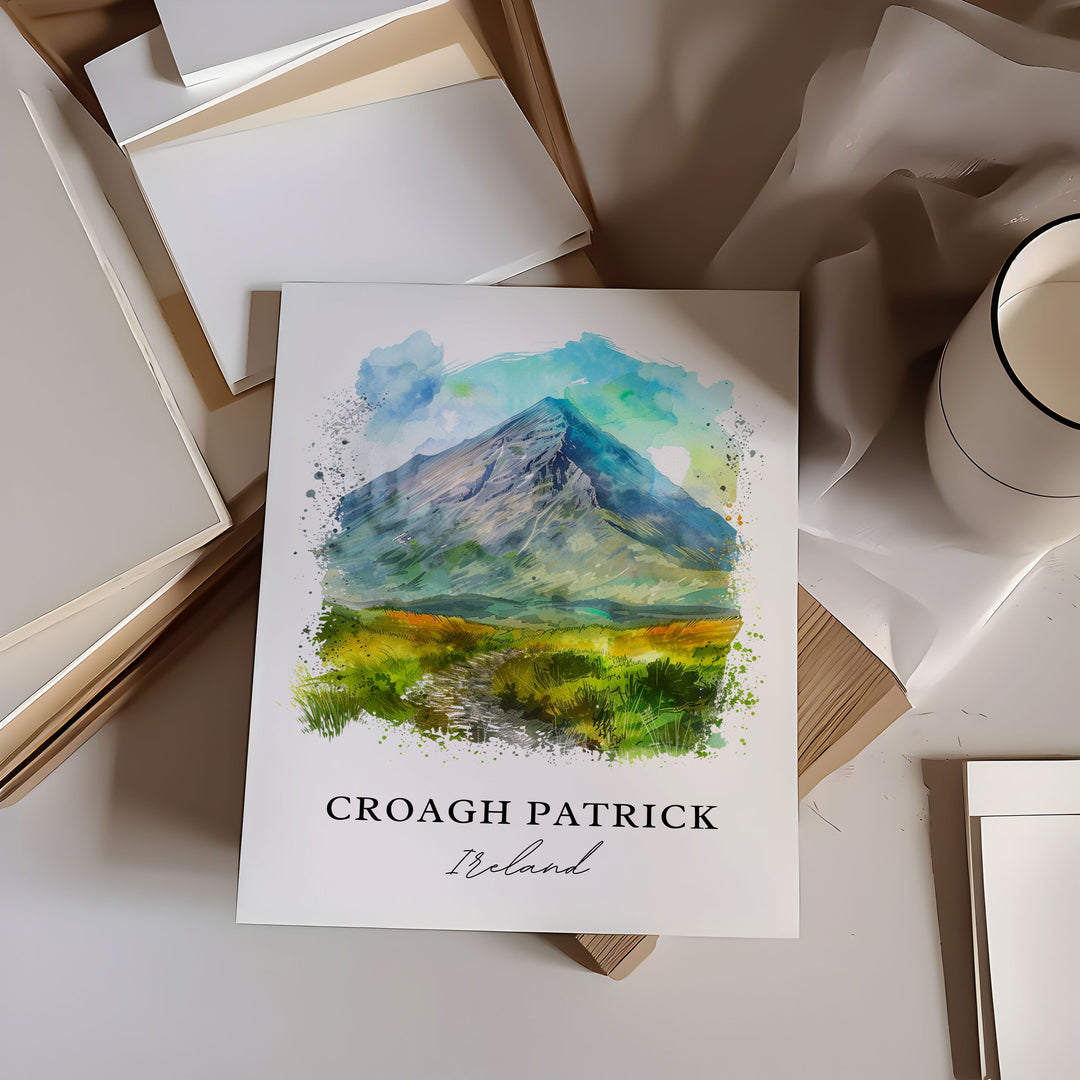 Croagh Patrick Wall Art, Croagh Patrick Print, Ireland Watercolor, The Reek Ireland Gift,