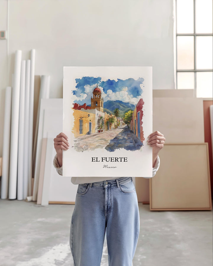 El Fuerte Mexico Wall Art, Sinaloa Print, Mexico Watercolor Art, El Fuerte Mexico Gift, Travel Print, Travel Poster, Housewarming Gift