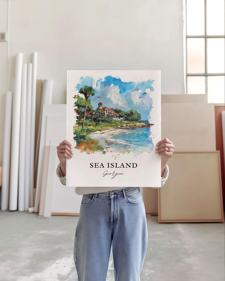 Sea Island GA Wall Art, Sea Islands Goergia Print, Sea Island Watercolor, Glynn County Gift, Travel Print, Travel Poster, Housewarming Gift
