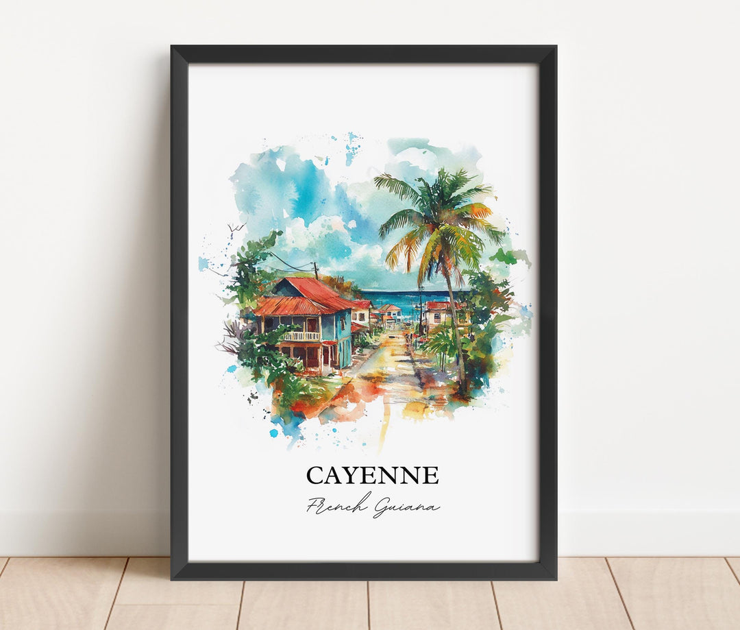 Cayenne Wall Art, French Guiana Print, French Guiana Watercolor Art, Cayenne Gift, Travel Print, Travel Poster, Housewarming Gift