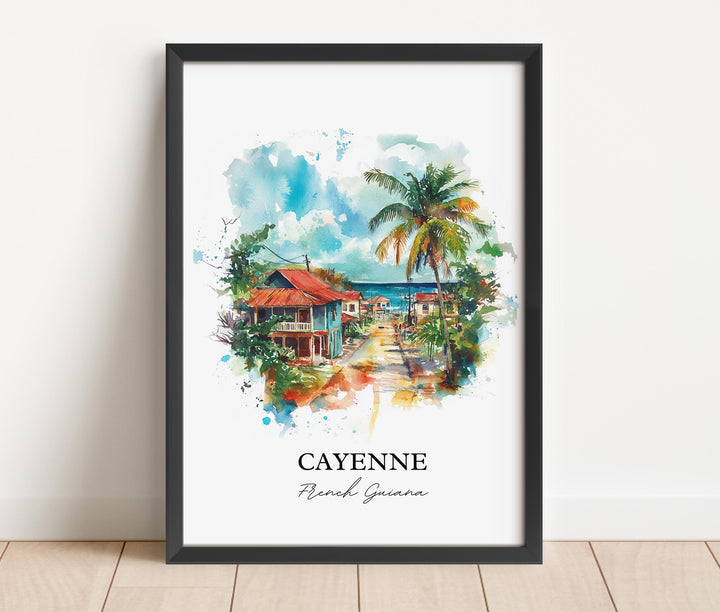 Cayenne Wall Art, French Guiana Print, French Guiana Watercolor Art, Cayenne Gift, Travel Print, Travel Poster, Housewarming Gift