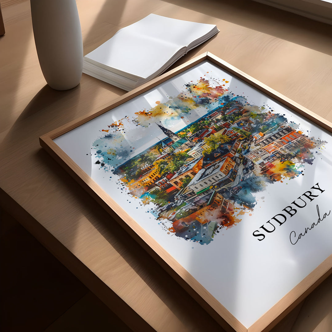 Sudbury Ontario Wall Art, Sudbury Canada Print, Sudbury Watercolor, Sudbury Ontario Gift,