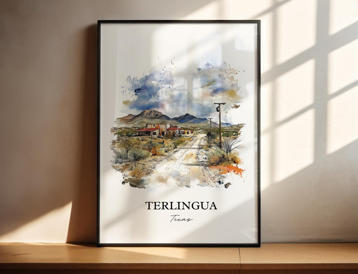 Terlingua TX Wall Art, Terlingua Print, Texas Watercolor Art, Terlingua Texas Gift, Travel Print, Travel Poster, Housewarming Gift