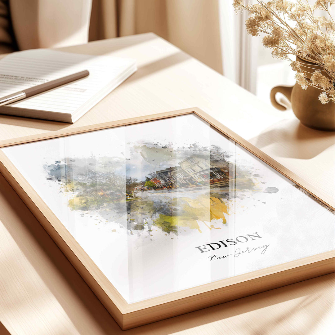 Edison, New Jersey, USA – Watercolor Art Print