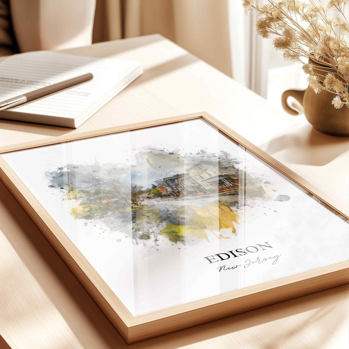 Edison, New Jersey, USA – Watercolor Art Print