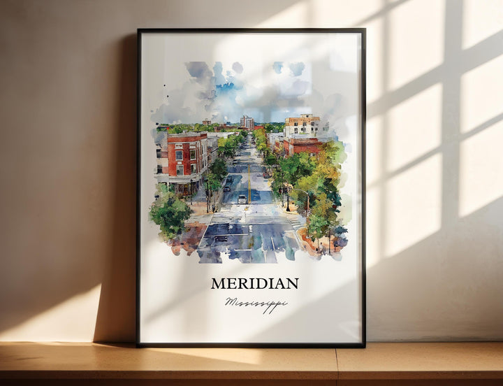 Meridian MS Art, Lauderdale County Print, Mississippi Artwork, Meridian Mississippi Gift, Travel Print, Travel Poster, Housewarming Gift